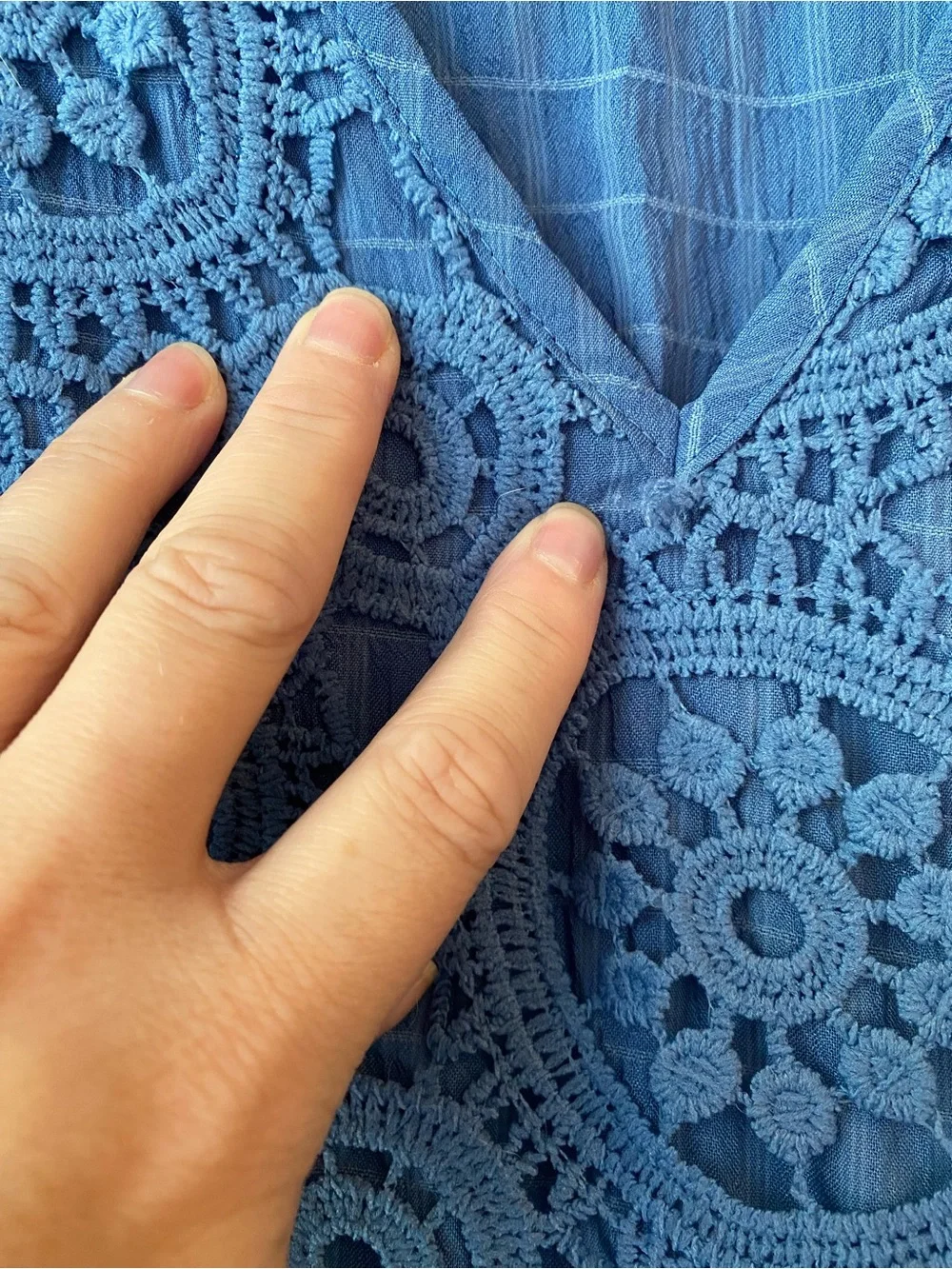 Bloomchic blue windowpane tonal dress size 14 - 16 comfy stretchy - Picture 7 of 8